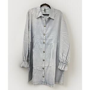Two 2 Fly Light Wash Tencel Denim Button-Front Dress – Size 2X